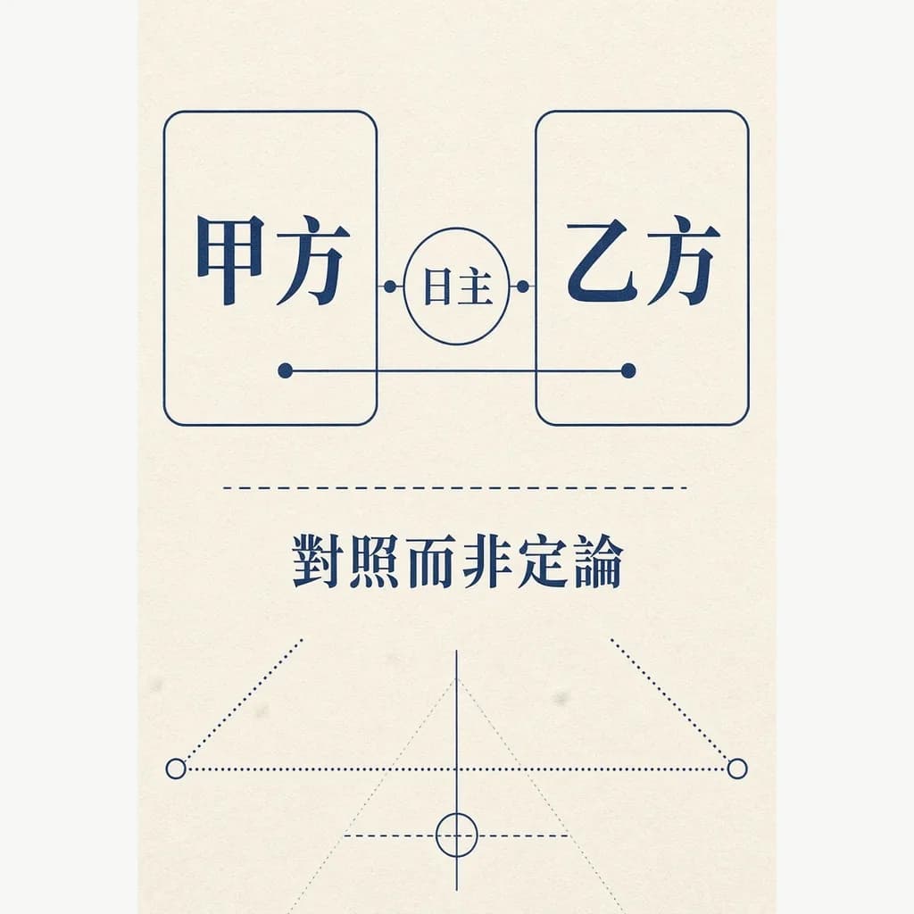 八字合婚圖解：甲乙雙盤並列，對照日主與用神