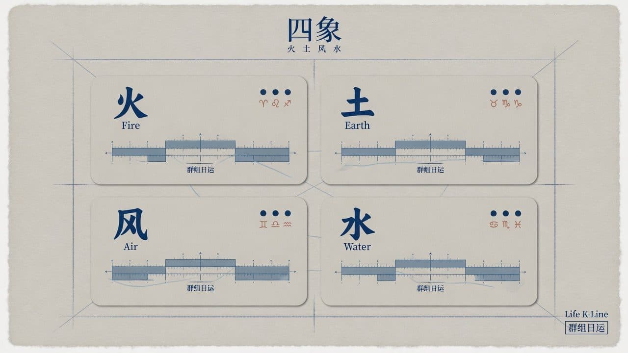 四象火土风水星座群组日运示意图