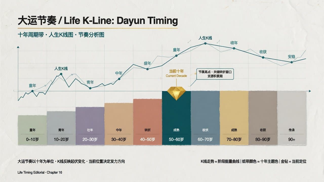 人生K线大运节奏时间带结构示意图