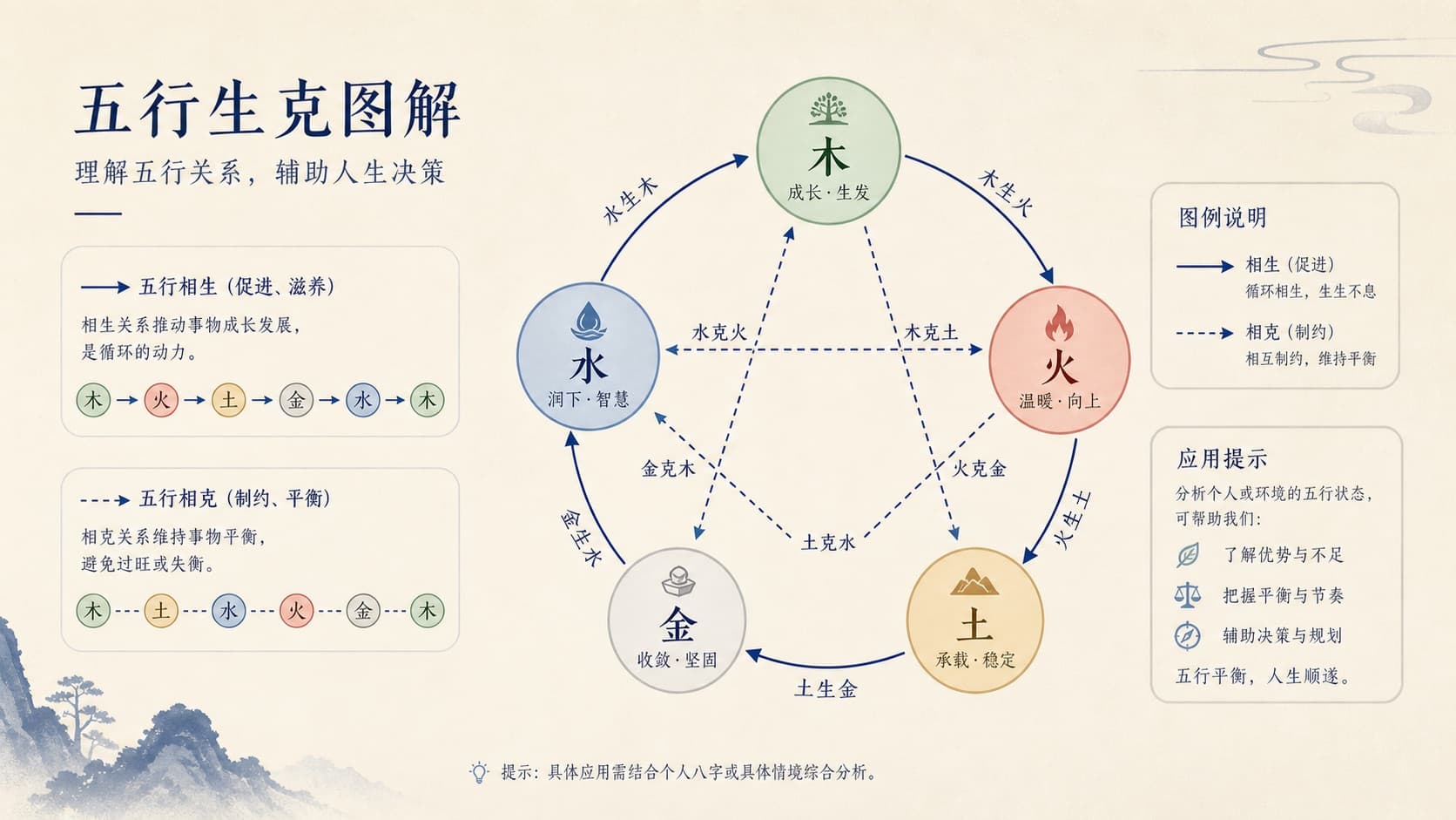 五行生克循环教学示意图