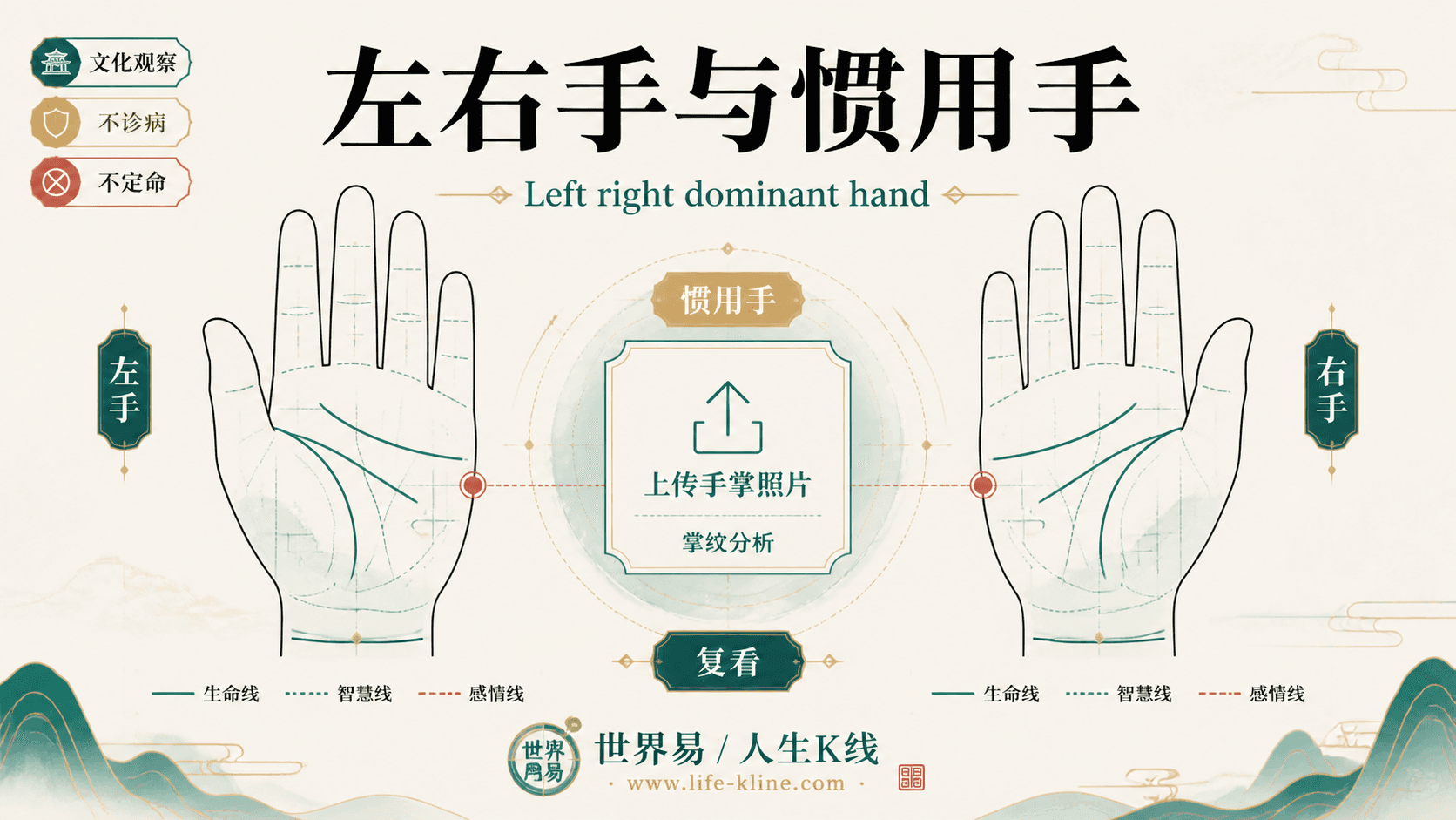 左右手与惯用手手相图解,面向澳新华人的掌纹文化观察边界说明
