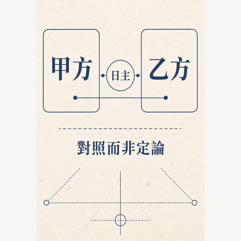 八字合婚圖解:甲乙雙盤並列,對照日主與用神