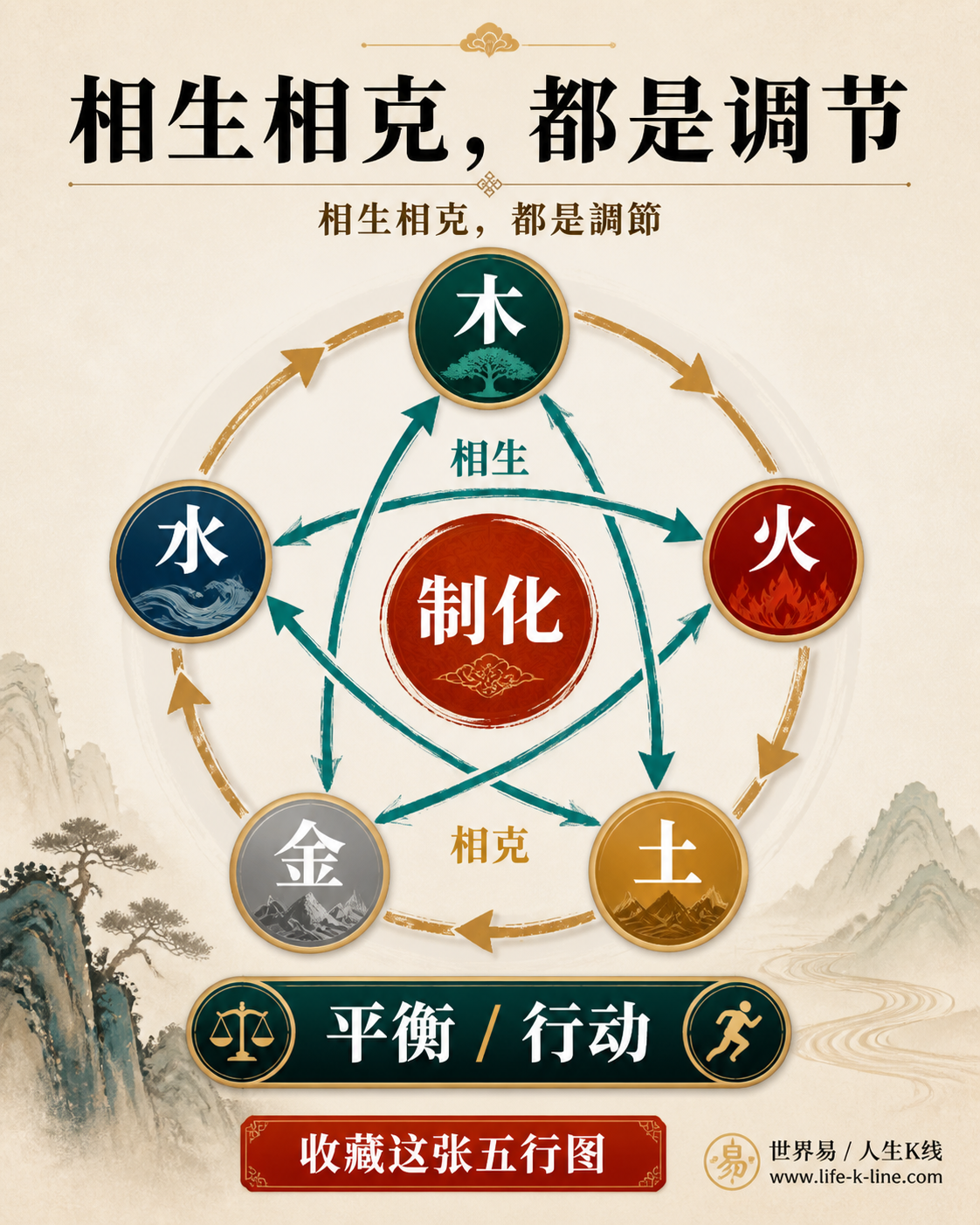 五行生克传播卡说明相生相克制化平衡行动