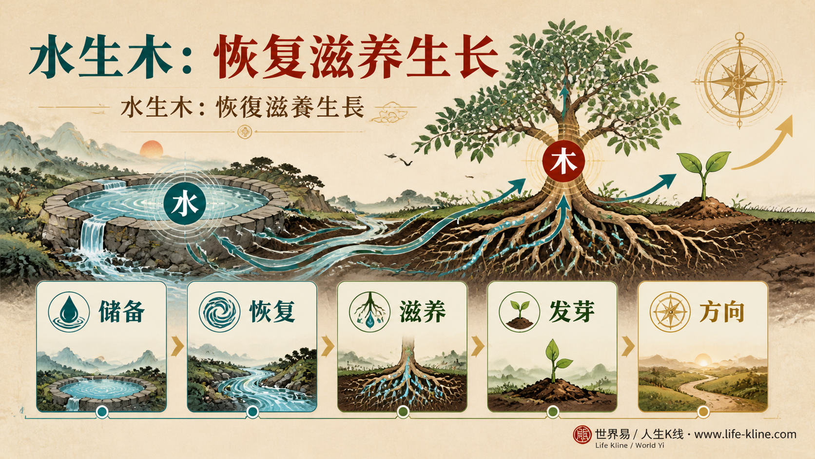 水生木路径图说明储备恢复滋养发芽方向